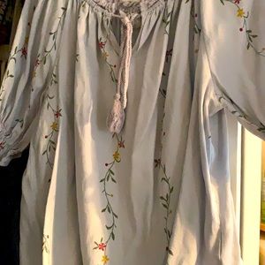 Light grey/ blue shirt with flowers